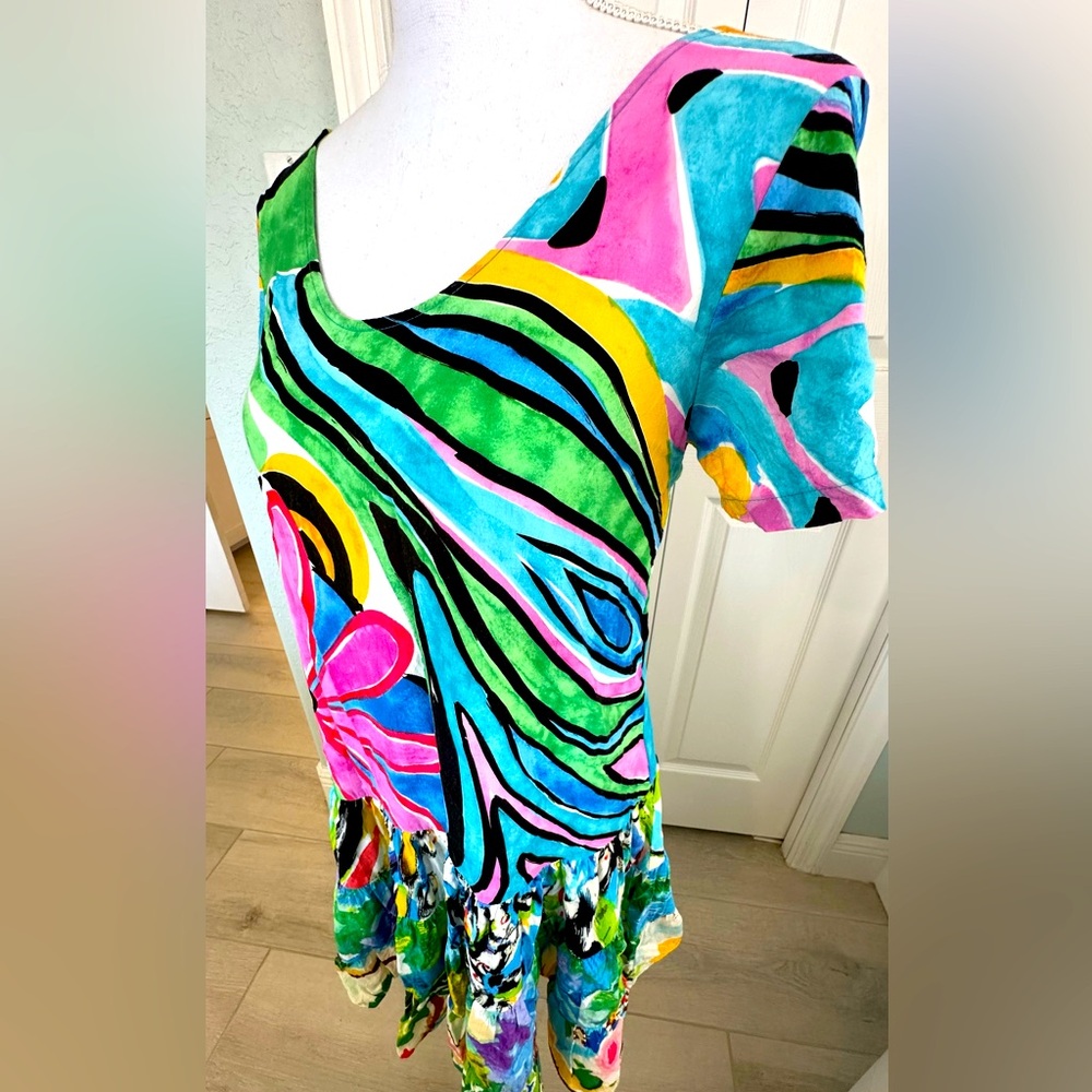 Jams World Hattie Dress Womens XS Multicolor Floral Hawaiian Tiered